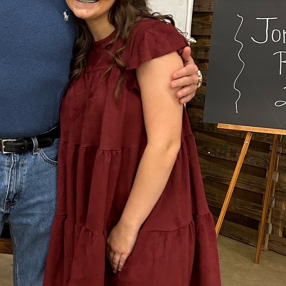Burgundy Short Sleeve Dress
